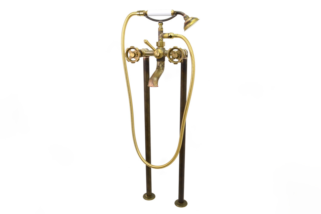 Photo: SP9496 in Raw Brass (RB) finish with White Handshower Handle