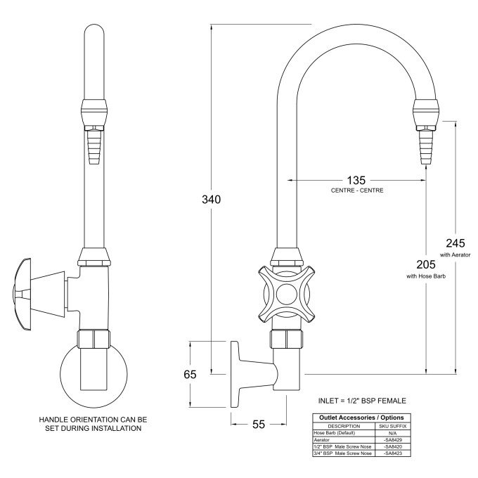 LB16 Line Drawing - Celestial Handle Pictured