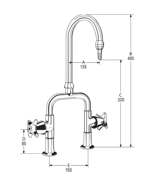 LB34 Line Drawing - Celestial Handles Pictured