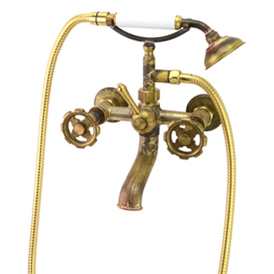 Photo: SP9481 in Raw Brass (RB) finish with White Handshower Handle