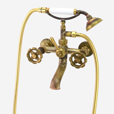 Photo: SP9481 in Raw Brass (RB) finish with White Handshower Handle