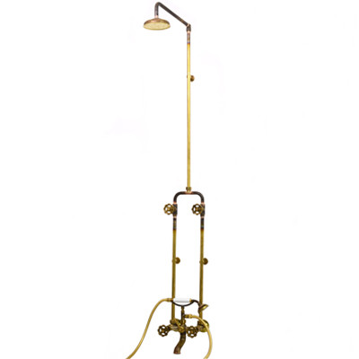 Photo: SP9621 in Raw Brass (RB) finish with White Handshower Handle