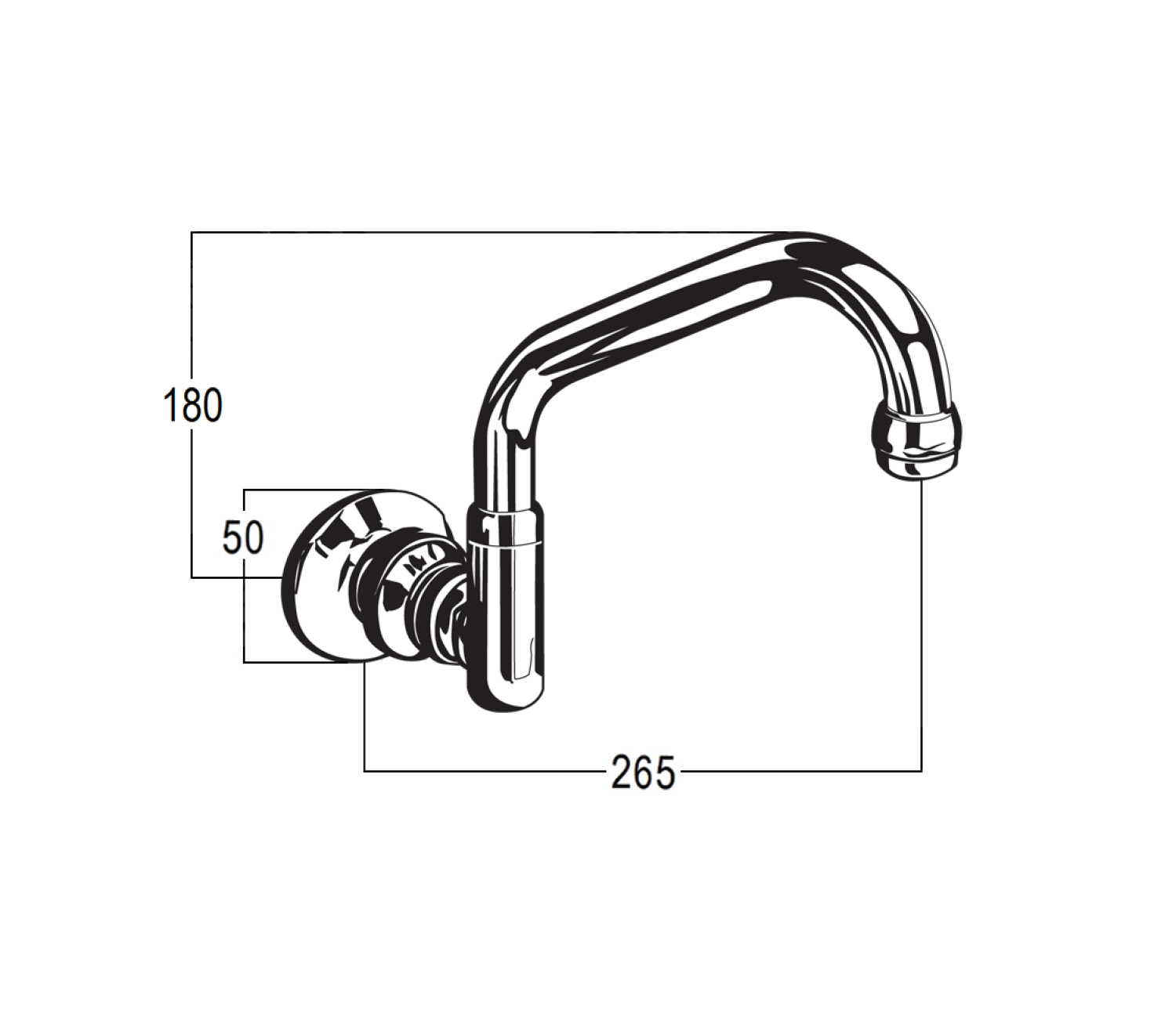 CB | Heritage Wall Swivel Upswept Outlet (265mm Reach Off Wall) - Wall ...