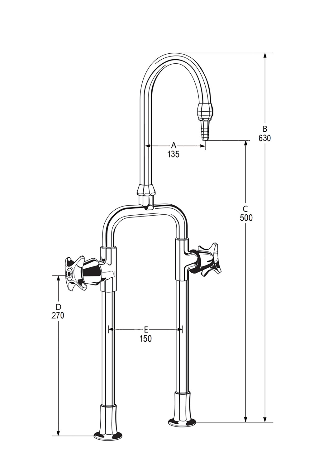 CB | LB32 Double Hob Pillar - Laboratory Tapware - Laboratory ...