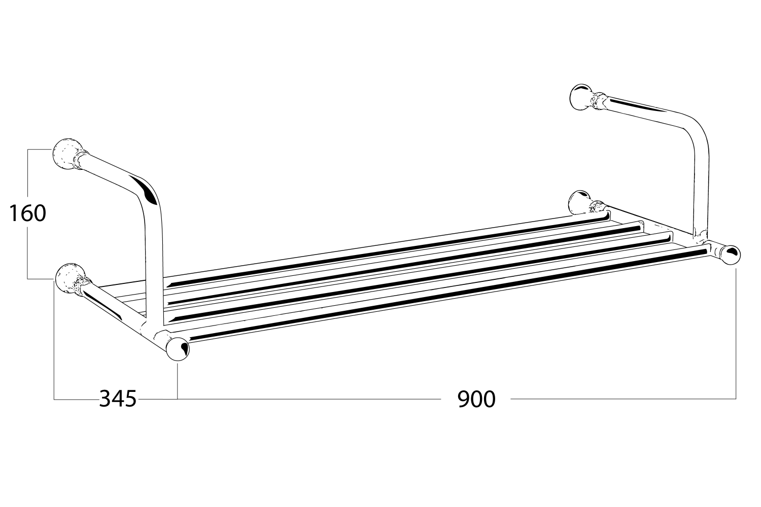CB | Roulette Towel Rack - 900mm Long - Towel Racks - Accessories
