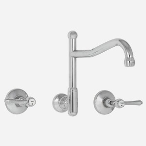 Olde Adelaide Wall Sink Set with Swivel Outlet & Roulette Lever Handles