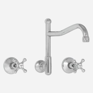 Olde Adelaide Wall Sink Set with Swivel Outlet & Roulette Handles