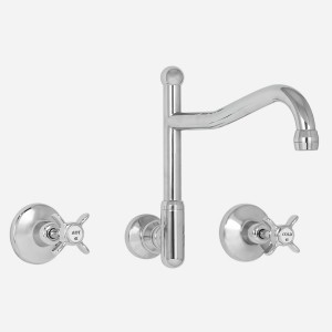 Olde Adelaide Wall Sink Set with Swivel Outlet & Heritage Handles