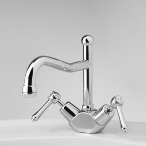 Olde Adelaide Sink Duo Mixer with Swivel Spout and Roulette Lever Handles
