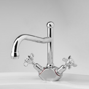 Olde Adelaide Basin Duo Mixer with Swivel Spout and Heritage Handles