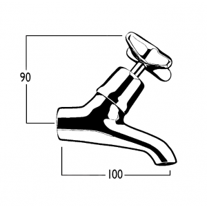 Bellevue Upswept Bibcock with Female Inlet and Plain Nose