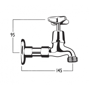 Bellevue Flanged Bibcock with Female Inlet - Male Screw Nose and Backflow Prevention