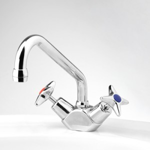 Bellevue Sink Duo Mixer with Swivel Upswept Outlet