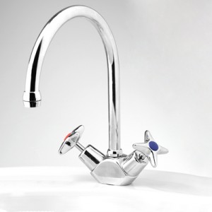 Bellevue Sink Duo Mixer with Swivel Hi-Rise Gooseneck Outlet