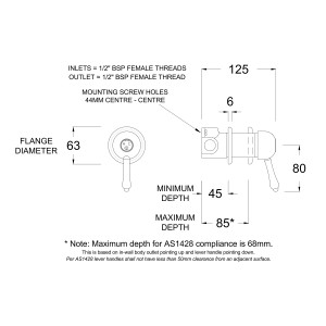 Roulette Lever Wall Mixer with Small Cover Plate