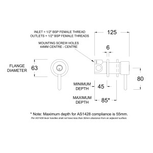 Torrens Lever Standalone In Wall Diverter with Small Cover Plate