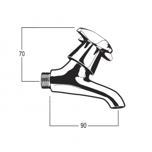 Celestial Upswept Bibcock with Male Inlet and Plain Nose