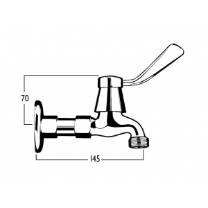 Celestial Lever Flanged Bibcock with Female Inlet and Male Screw Nose