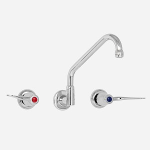 Celestial Lever Wall Sink Set with Upswept Outlet