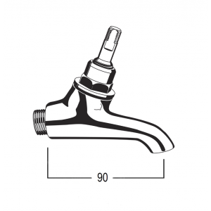 Upswept Bibcock with Male Inlet and Plain Nose (without Head & Button)