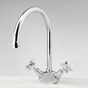 Heritage Sink Duo Mixer with Swivel Hi-Rise Gooseneck Outlet