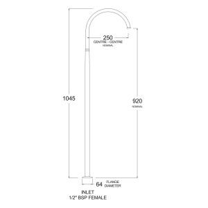 Heritage Floor Mounted Bath Outlet with Swivel 250mm Gooseneck Spout