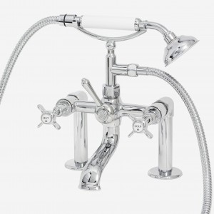 Heritage Cast Bath/Shower Diverter with Cradle & Handshower with Hob Legs