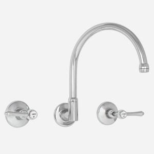 Roulette Lever Wall Sink Set with Gooseneck Outlet