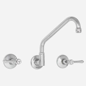 Roulette Lever Wall Sink Set with Upswept Outlet