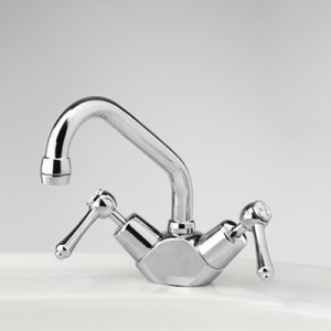 Roulette Lever Basin Duo Mixer with Swivel Upswept Outlet