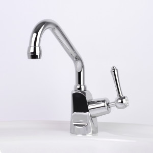 Roulette Lever Drinking Water Pillar Tap with Swivel Upswept Outlet