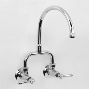 Roulette Lever Exposed Wall Sink Set with Gooseneck Outlet