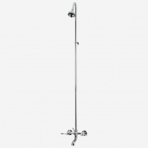 Roulette Lever Cast Bath/Shower Diverter with Gooseneck Riser and 75mm Ball Joint Shower Rose