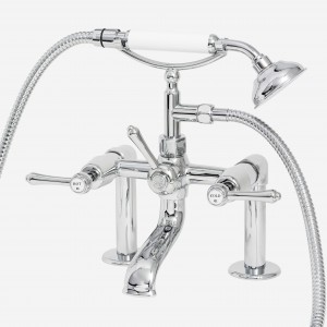 Roulette Lever Cast Bath/Shower Diverter with Cradle & Handshower with 130mm x 30mm Hob Legs