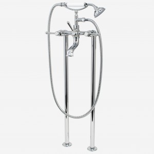 Roulette Lever Cast Bath/Shower Diverter with Cradle & Handshower with 715mm Floor Legs