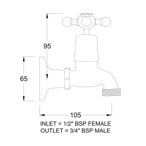 Roulette Flanged Bibcock with Female Inlet and Male Screw Nose