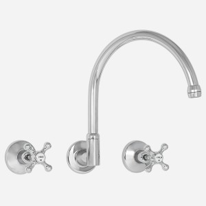 Roulette Wall Sink Set with Gooseneck Spa/Bath Filler