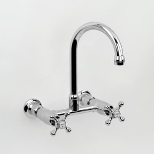 Roulette Exposed Wall Sink Set with Straight Breech & LB10 Gooseneck Outlet