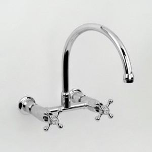 Roulette Exposed Wall Sink Set with Straight Breech & Gooseneck Outlet