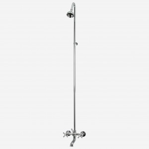 Roulette Cast Bath/Shower Diverter with Gooseneck Riser and 75mm Ball Joint Shower Rose