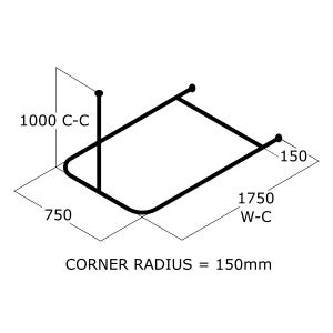 U Shape Rail with Single Ceiling Support & Cross Rail