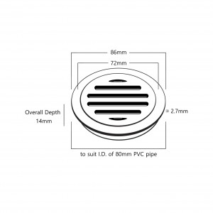 80mm Brass Floor Grate - Round