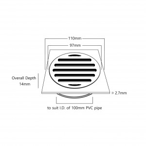 100mm Brass Floor Grate - Square