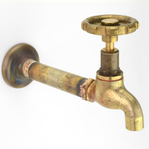 CB Steampunk Flanged Bibcock with Female Inlet and Plain Nose (Extended by 100mm)