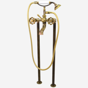 CB Steampunk Cast Bath/Shower Diverter with Cradle & Handshower with 715mm Floor Legs