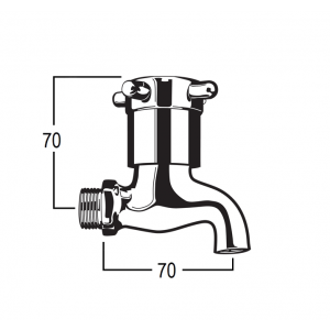 Torrens Capstan Bibcock with Male Inlet and Plain Nose