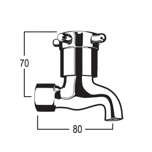 Torrens Capstan Bibcock with Female Inlet and Plain Nose