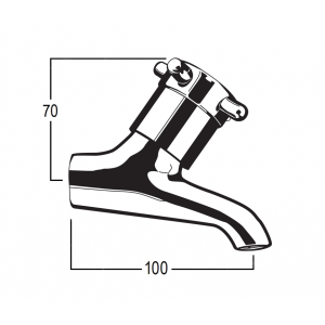 Torrens Capstan Upswept Bibcock with Female Inlet and Plain Nose