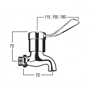 Torrens Flared Lever Bibcock with Male Inlet and Plain Nose