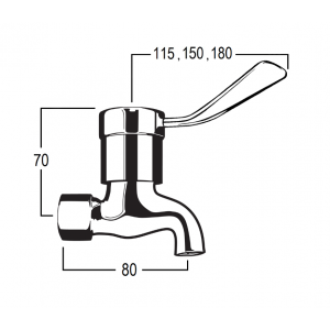 Torrens Flared Lever Bibcock with Female Inlet and Plain Nose